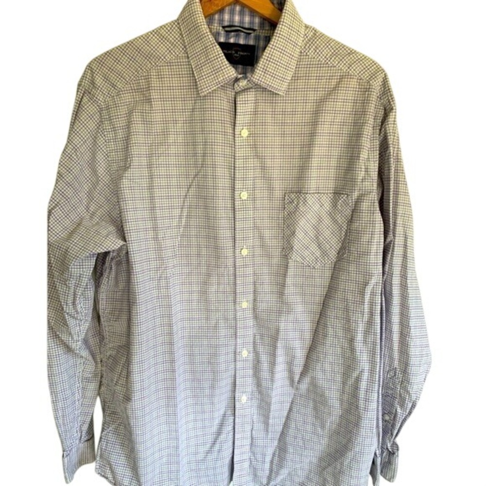 Black Brown 1826 Mens XL TG Gingham Check Long Sleeve Button Down Shirt